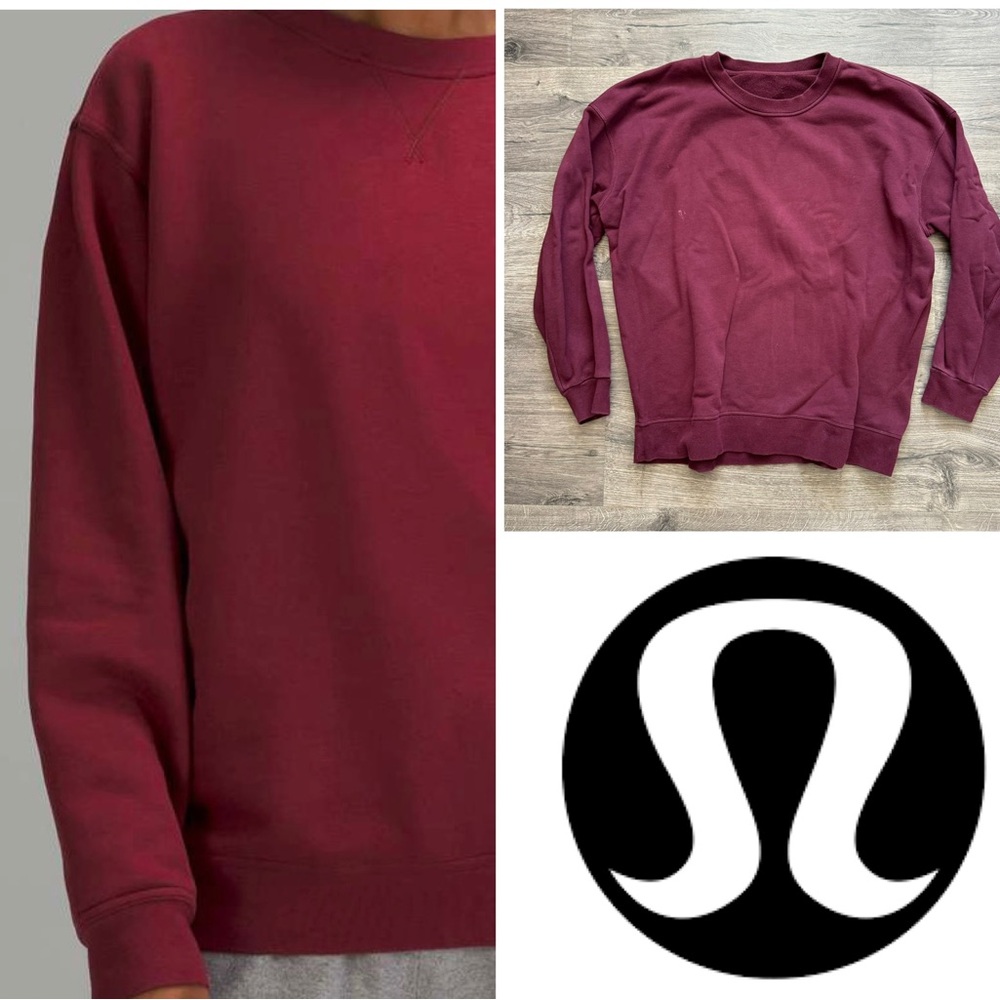 Lululemon Burgundy Red Pullover Crewneck Sweater XL Women STAINS